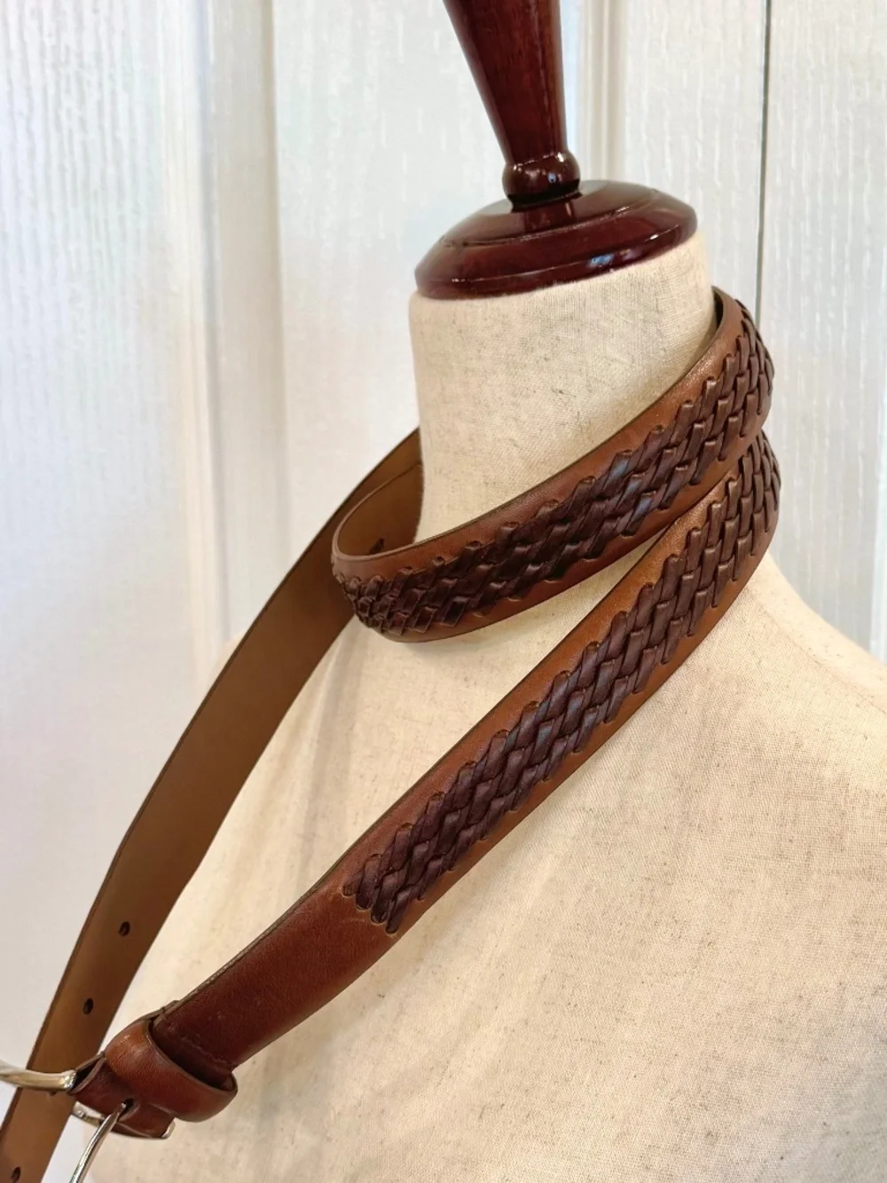 Men's size 44 100% unique leather belt by George, silver metal buckle.